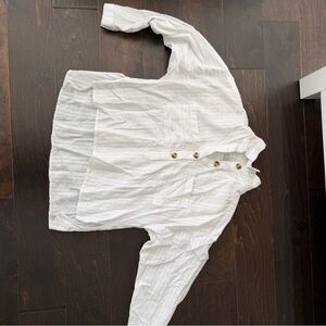 White Loft Button-Up Shirt with Pockets